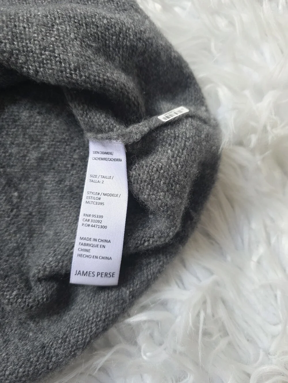James Perse Gray Crewneck Sweater - Soft Heather Charcoal Size 2